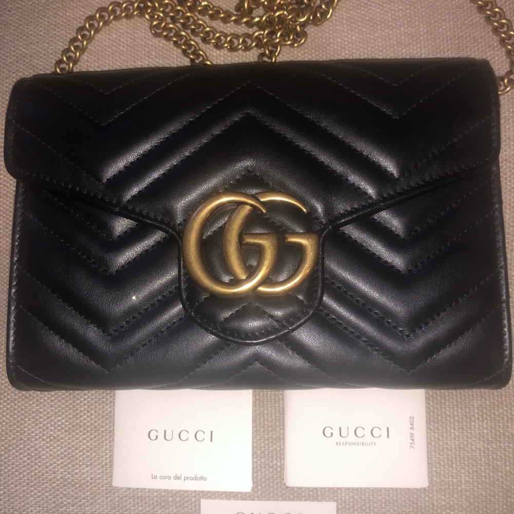 GUCCI GG Marmont Wallet On Chain Black